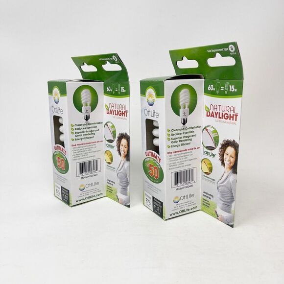 Lot 2 OttLite Bulb 15ED420 15 W Swirl Screw in Light Bulb Natural Light ED15-S - Picture 2 of 4